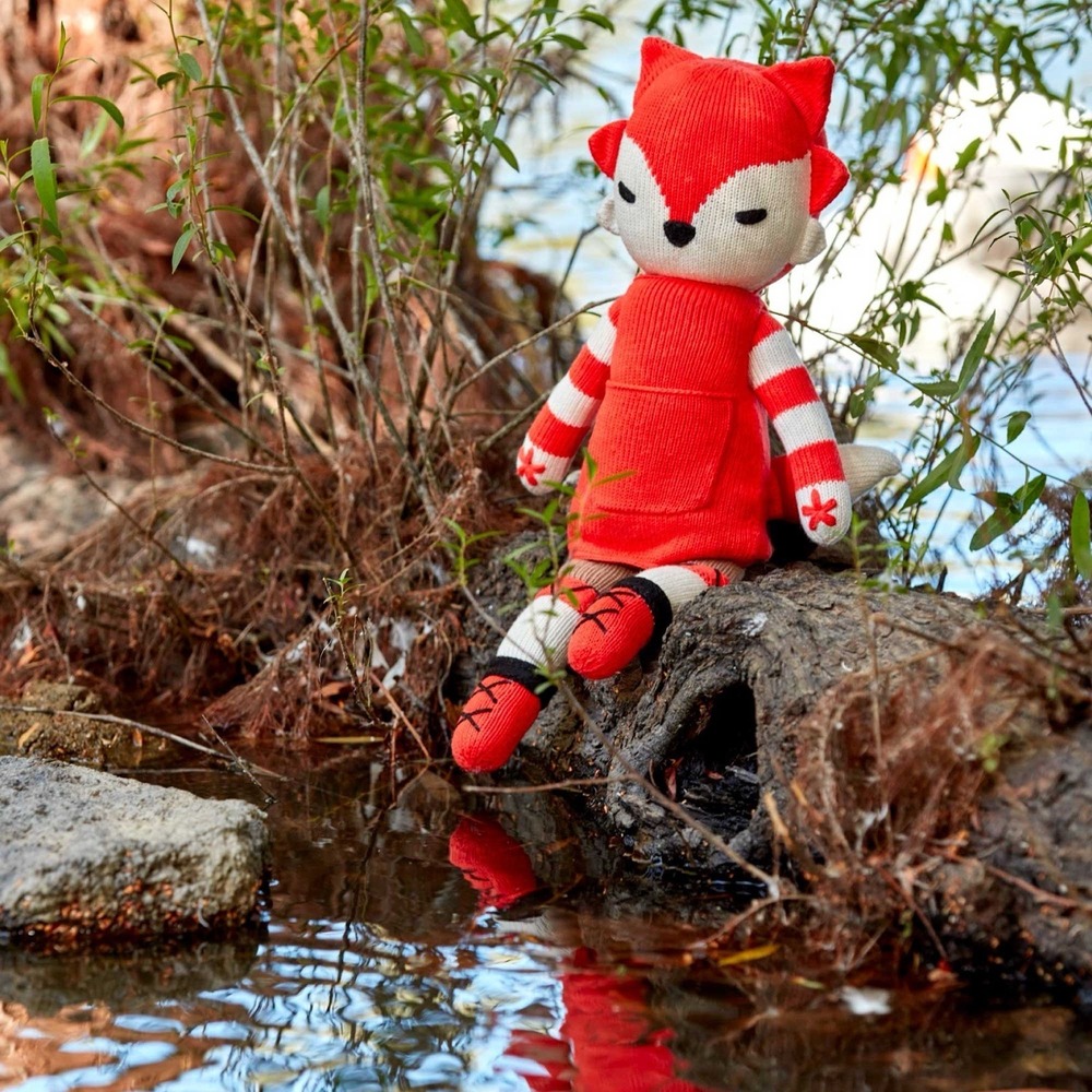 Cuddoll Fox Knit Plush Handmade Organic Cotton Stuffed Animal Reg 20" Stay Wild - Picture 2 of 13